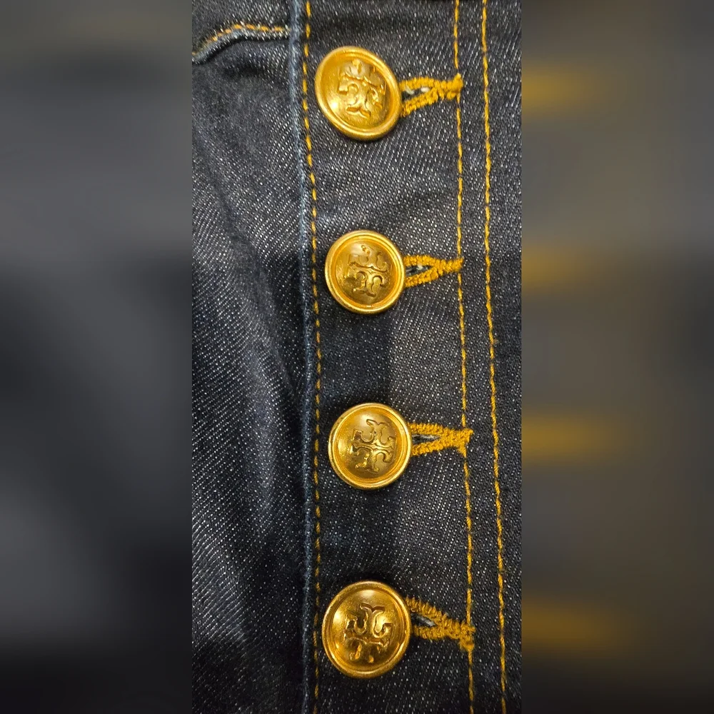 Tory Burch Button Fly Straight Leg Jeans Size 28 - Picture 5 of 9